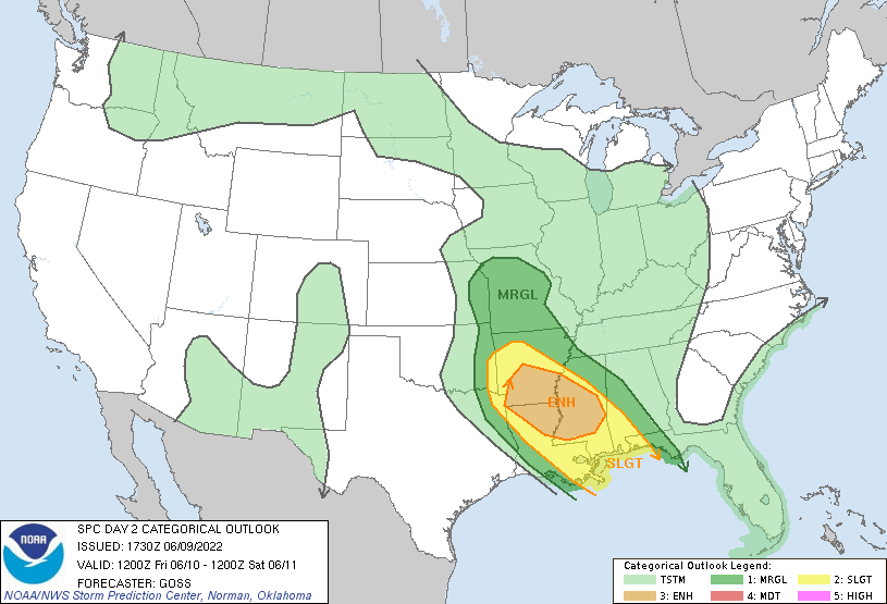 Southeast Diving Line Of Severe Storms Tomorrow